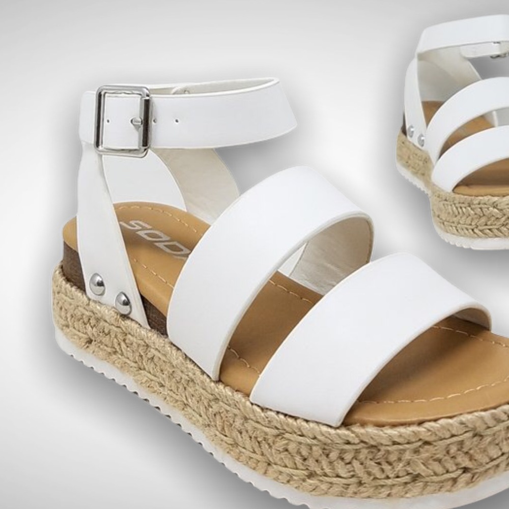NEW Soda Bryce White Espadrille Flatform Sandal - Picture 2 of 6